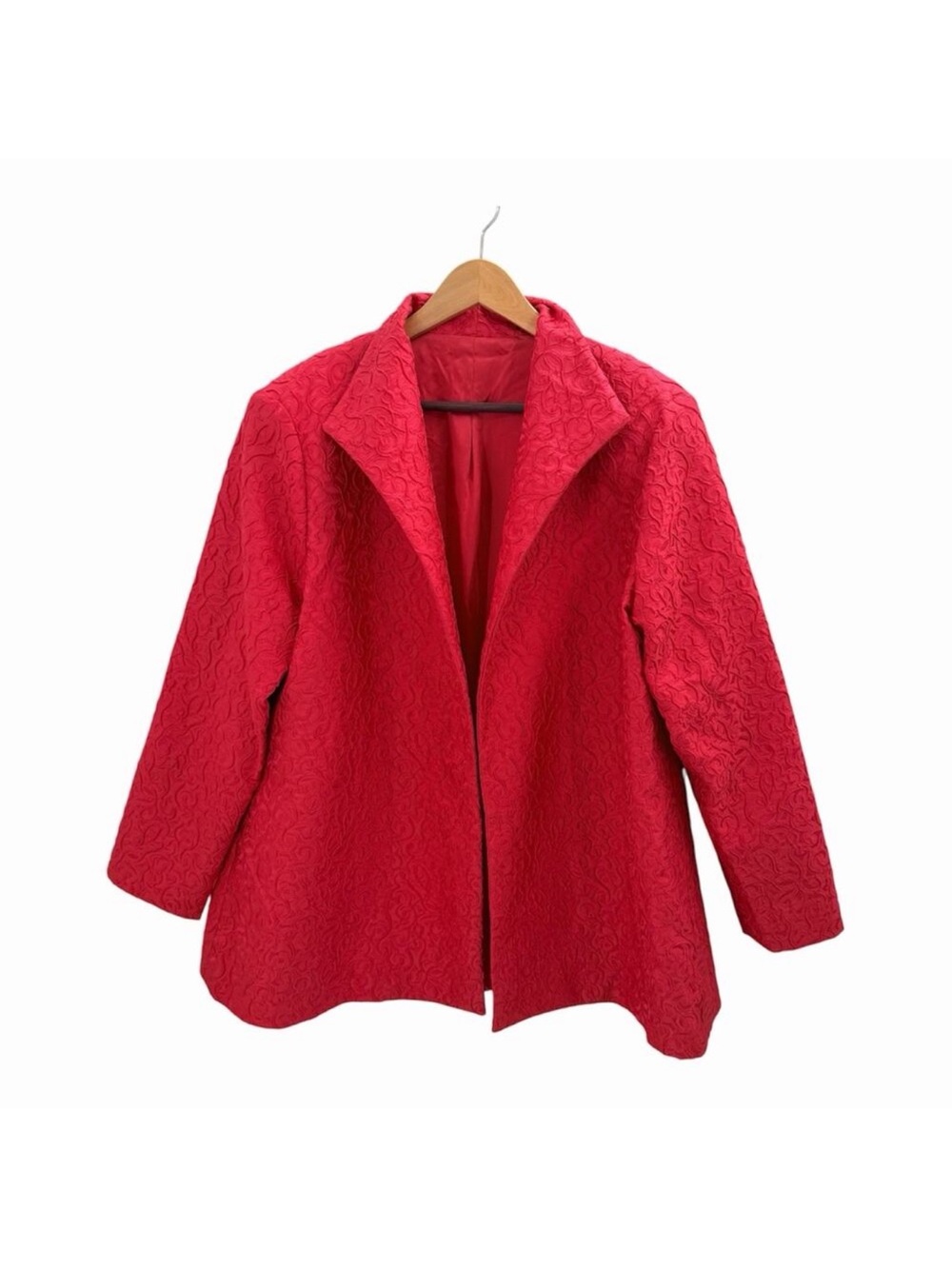 Vintage Custom Made Coral Silk Jacquard Textured Blazer Evening Jacket Womens 2X